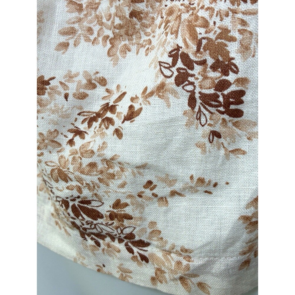 Abercrombie & Fitch Linen Cotton Off Shoulder Top Sz L Brown Floral Boho Cottage - Picture 3 of 11